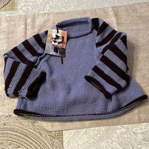 NWT Hand Knit Boy Blue Sweater Size 2T